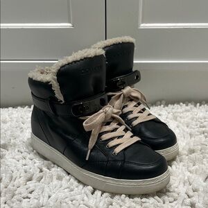 Coach Black Leather High Top Sneakers